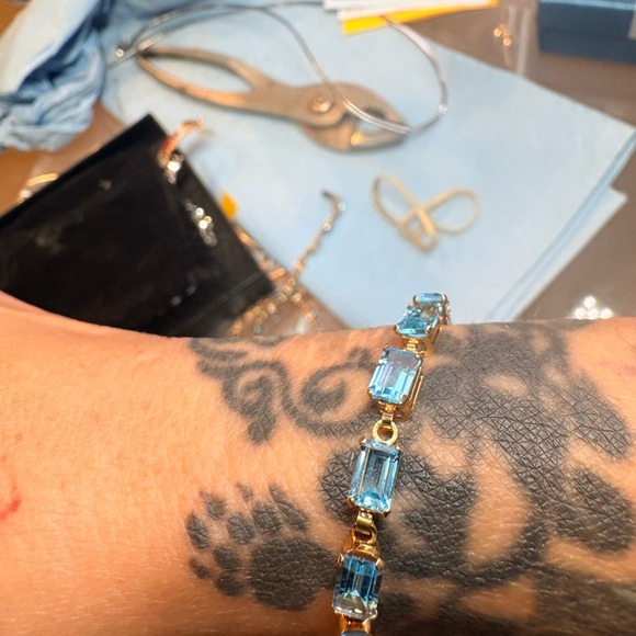 Vintage 10Kt Gold Aquamarine Bracelet - Picture 6 of 6